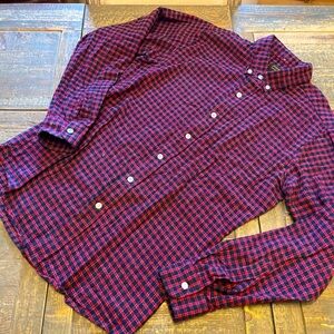 Pop England Red Blue Cotton Flannel Button Up down Men S small